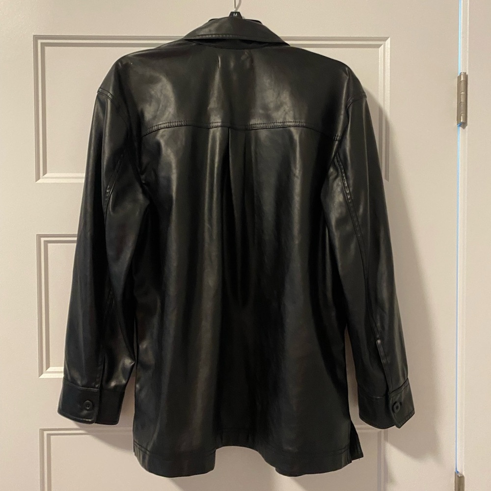 Madewell Black Leather Button-Up Jacket - Picture 3 of 4